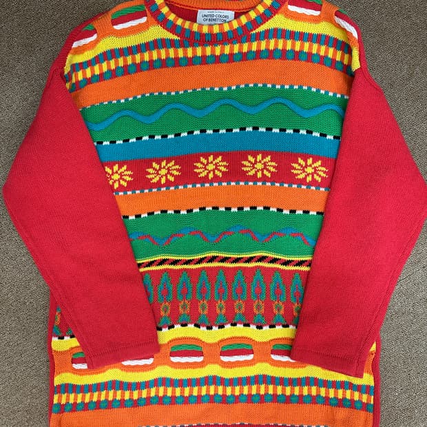 베네통 자가드 니트