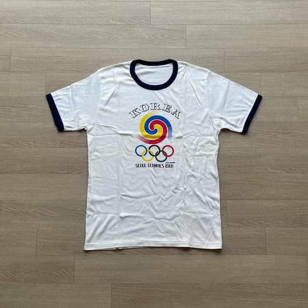 80s 88 서울 올림픽 로고 링거 티셔츠