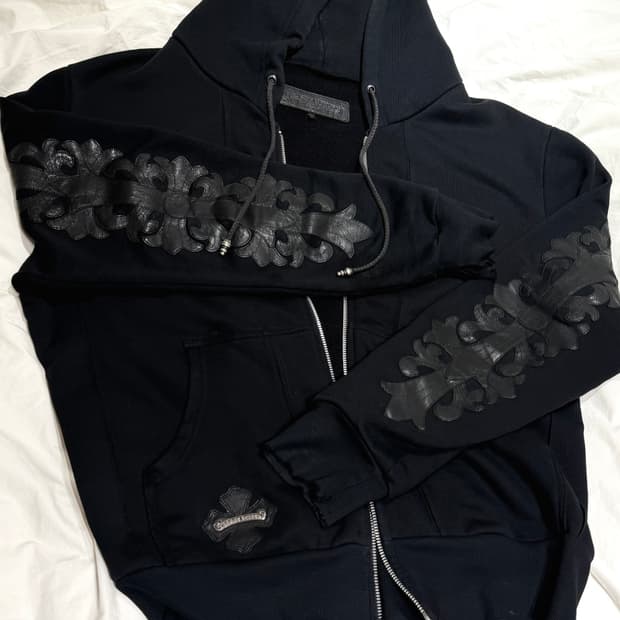 플로랄 레더패치 집업