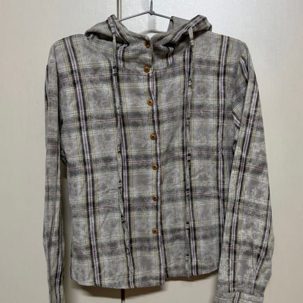 빈티지 체크 후드 셔츠
