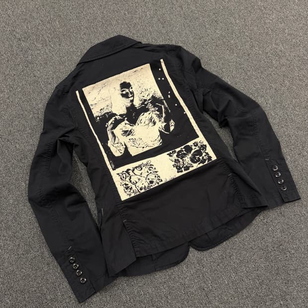 OS) 히스테릭 글래머 빈티지 후면 프린팅 블레이저 자켓