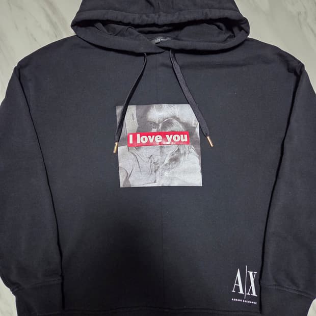 아르마니익스체인지 아이러브유 후드티