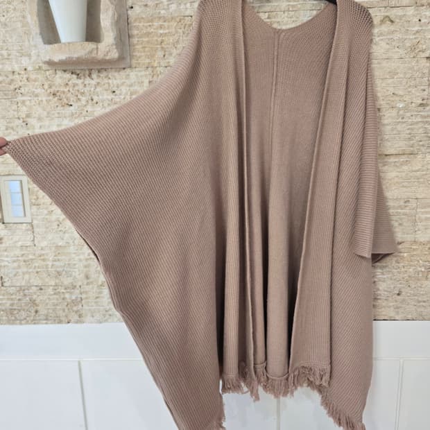 베이지 니트 숄 가디건