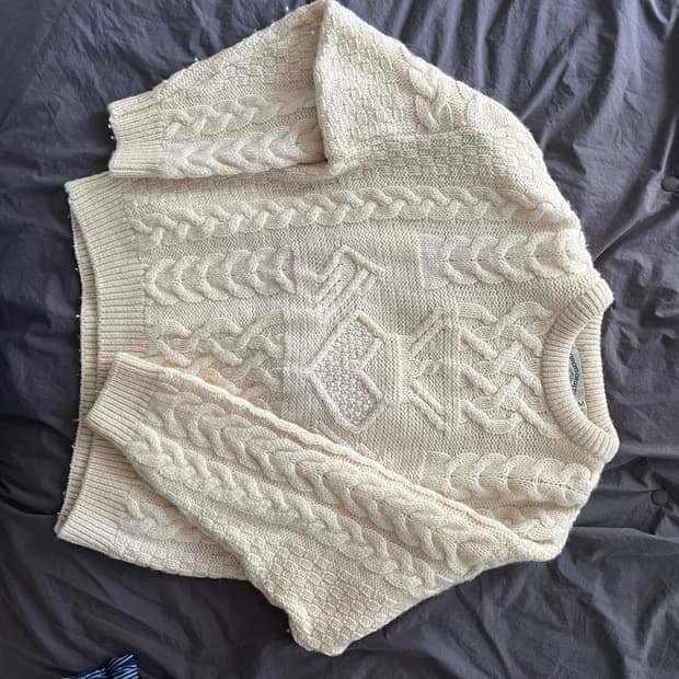 빈티지 피셔맨 니트 아이보리