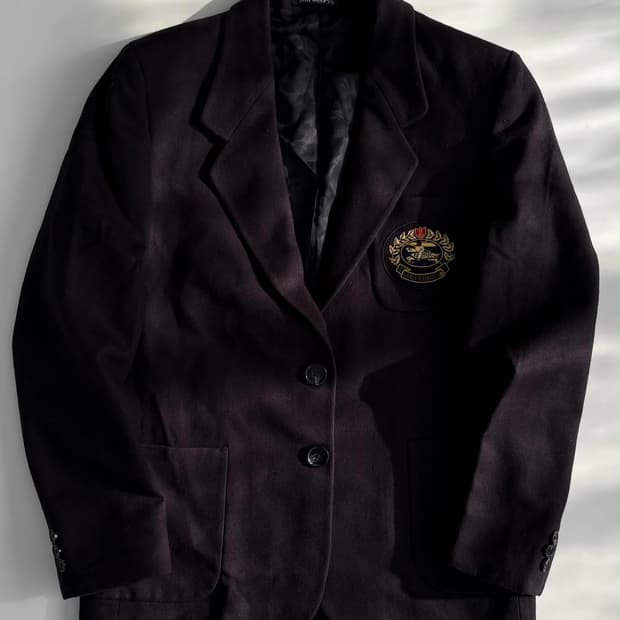 버버리 프로섬 블랙 크레스트 와펜 투버튼 울 블레이져