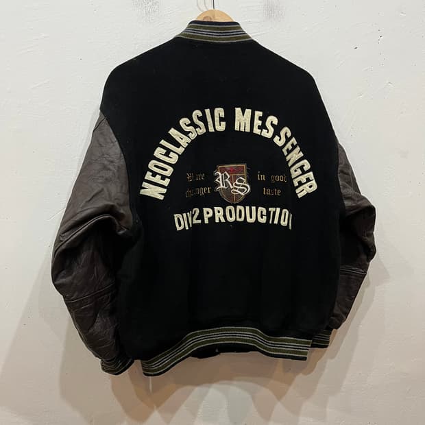 90s Mr.Soro 레더암 바시티 자켓 L