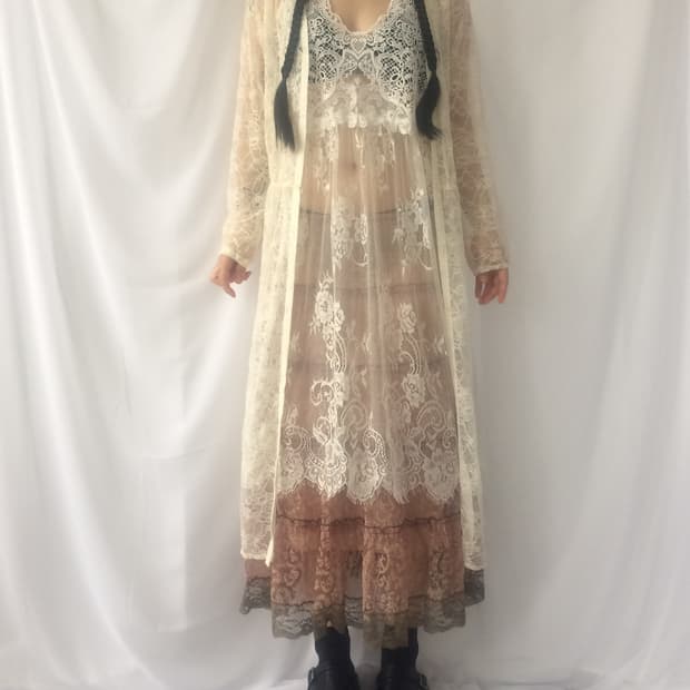 Crochet lace layered sleeveless onepiece