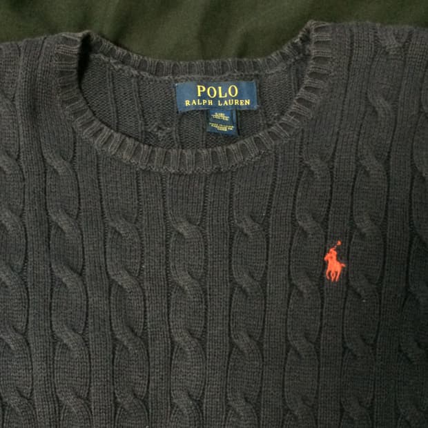 폴로 케이블 니트 네이비