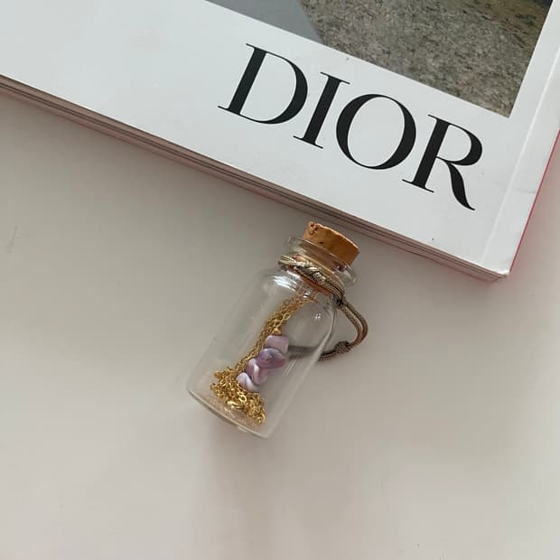 빈티지 핑크스톤 목걸이 유리병 포함