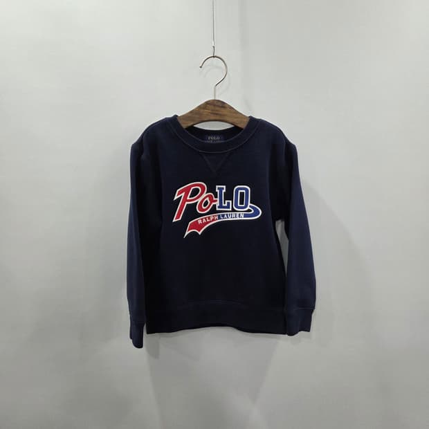 폴로랄프로렌 키즈 스펠로고 프린팅 기모 맨투맨 네이비 4T
