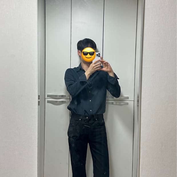 엘무드 잔느 플레어 데님 퓨어블랙 46 (착샷있음)