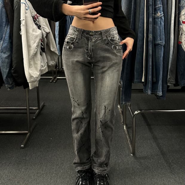 L)Blow By Blue 일본 y2k 빈티지 흑청 데님 팬츠