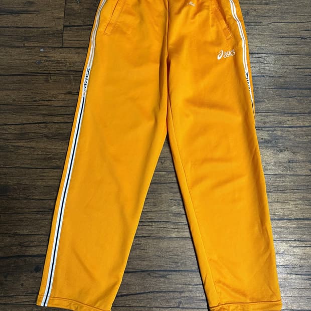 아식스 ASICS 일본제 사이드라인 트레이닝 팬츠 오렌지 저지 팬츠 M