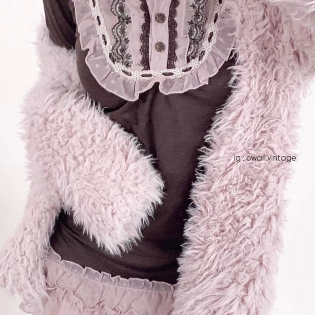 엑시즈팜 초코딸기 원피스 퍼자켓 세트