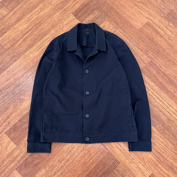 S COS 네이비 코튼 카라 자켓