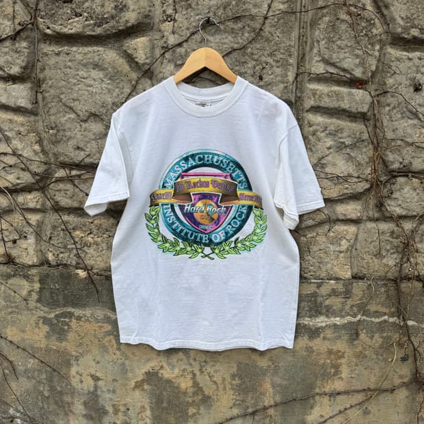 90s 하드락 카페 보스턴 빈티지 헤비 코튼 프린팅 반팔 티셔츠