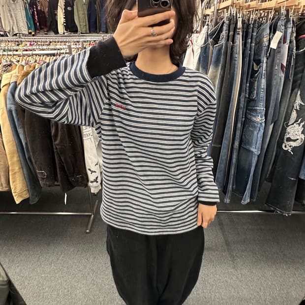 L)에드윈 빈티지 스트라이프 롱슬리브