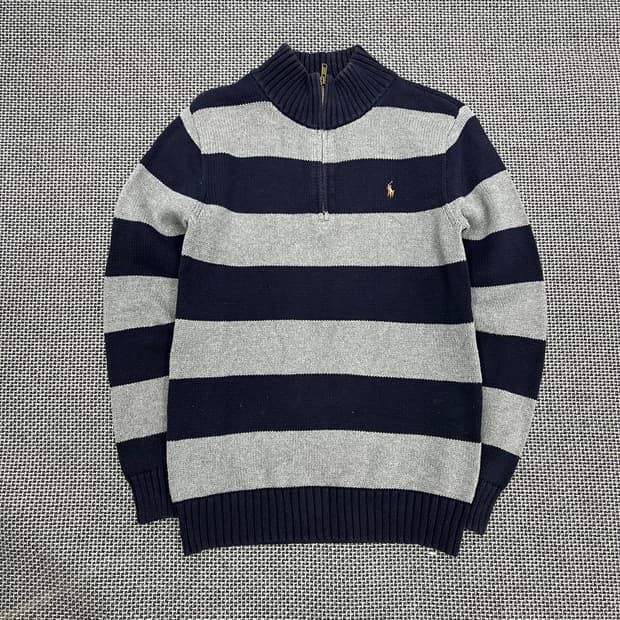 폴로랄프로렌 스트라이프 반집업 니트