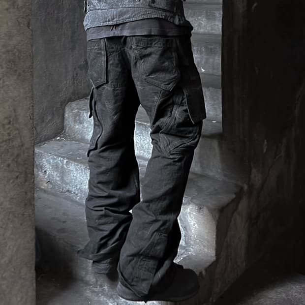 Blackmerle cargo pants slub grey M