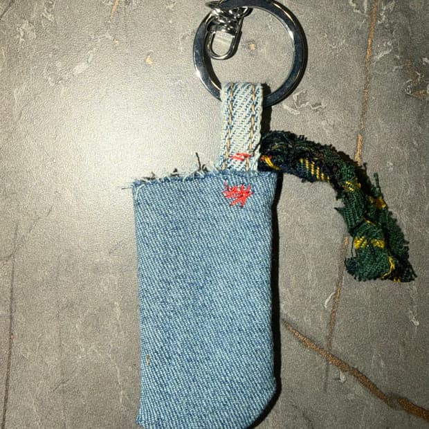 Green rope Denim key chain