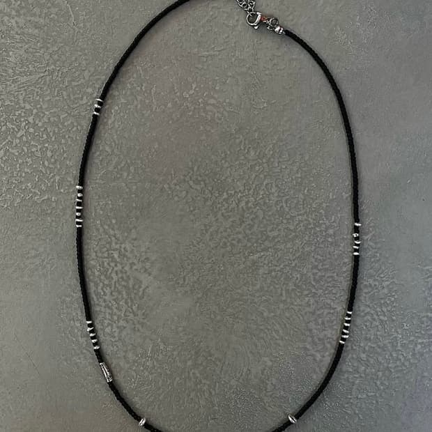 히피 모리 에스닉 핸드메이드 서핑 비즈 실버 목걸이 