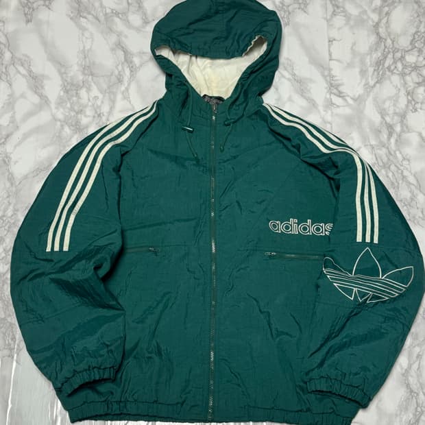 아디다스 심선 빅로고 딥그린 바람막이 점퍼 자켓 올드스쿨