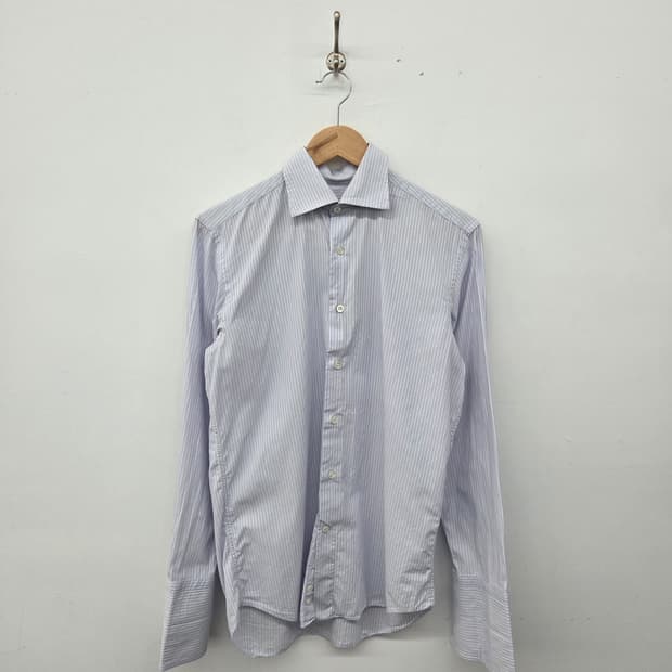 카나리 스트라이프 긴팔 남방 셔츠 남 L