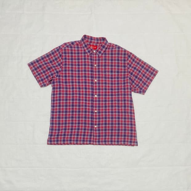 (M)슈프림 22SS 플레이드 S/S 탑 퍼플