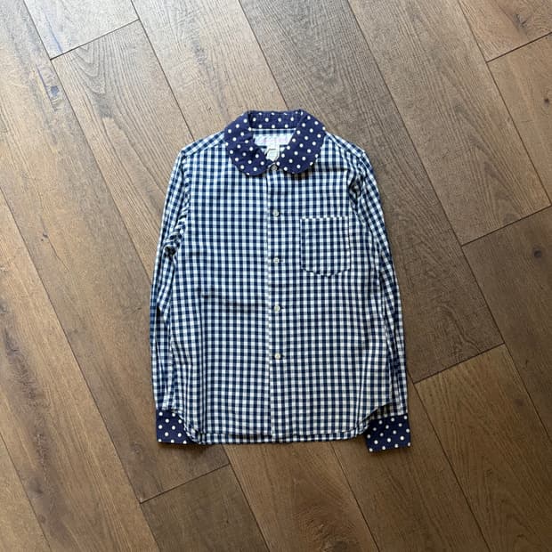 Dot Collar Check Blouse