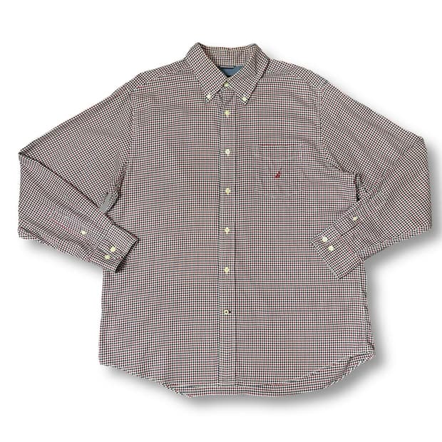 노티카 레드네이비 체크 원포켓 긴팔 셔츠 L