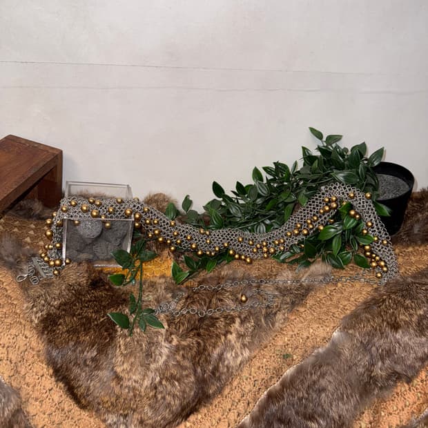 Bold antique gold ball chain belt 