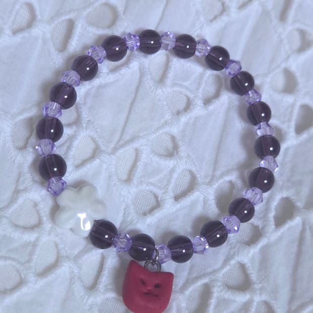 [핸드메이드] 고양이 팬던트 비즈팔찌