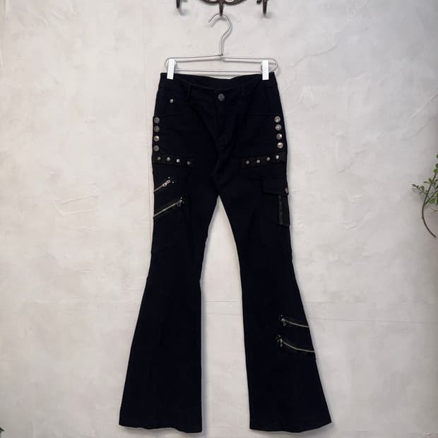 Ozz Croce black zipper bootscut pants