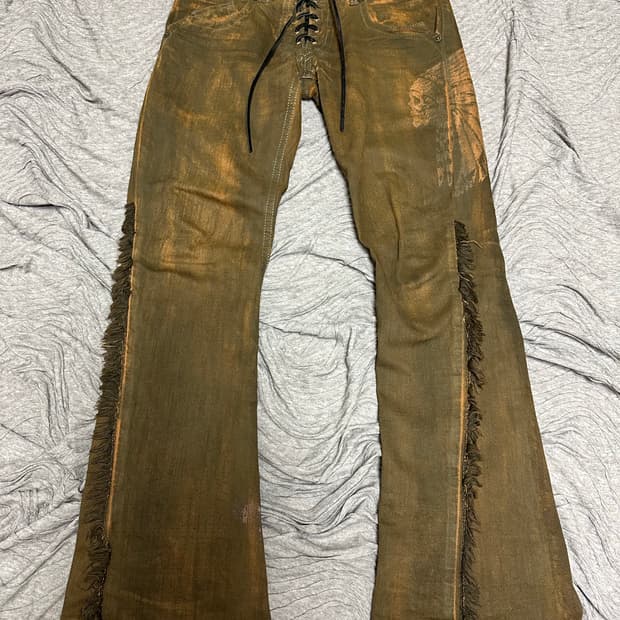“Obelisk” archive lace-up flare pants