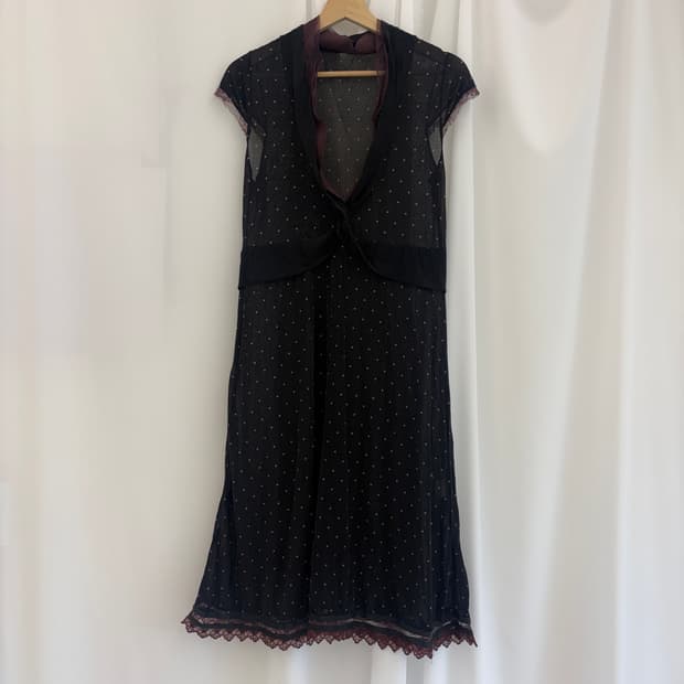 Black Mesh Dot Lace Dress