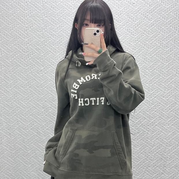 아베크롬비 빈티지 밀리터리 카모플라주 후드티 XL C10310