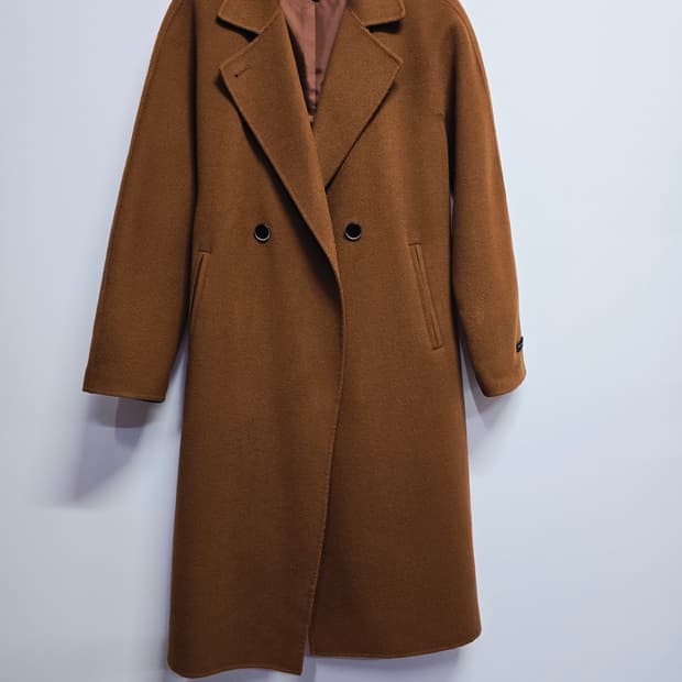 온앤온 브라운 더블 롱코트 양모100%