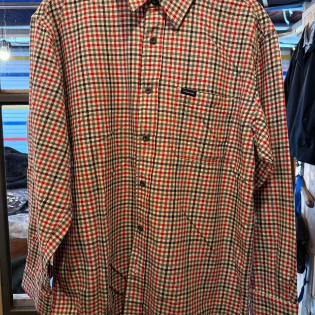 빈티지 검빨 깅엄체크 셔츠