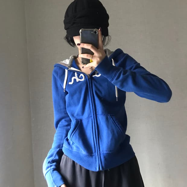 아베크롬비 블루 딱붙핏 후드집업