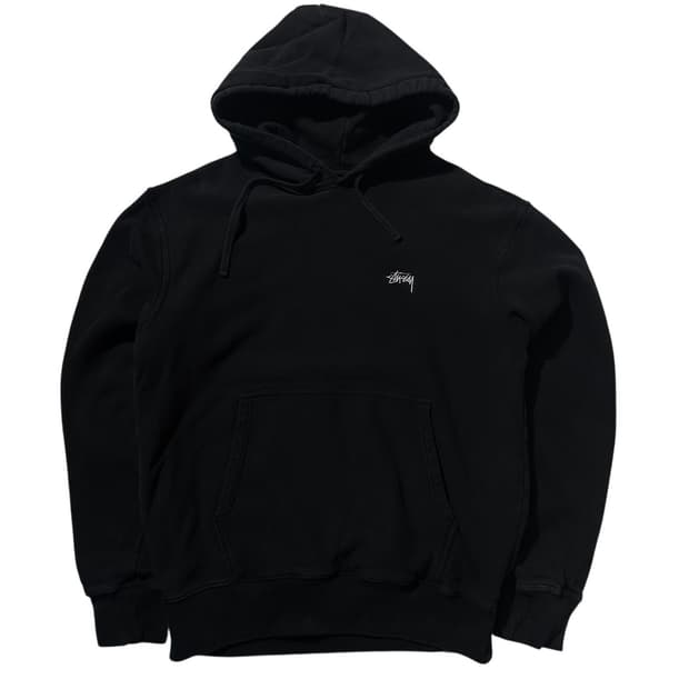 스투시 스탁로고 후드 블랙