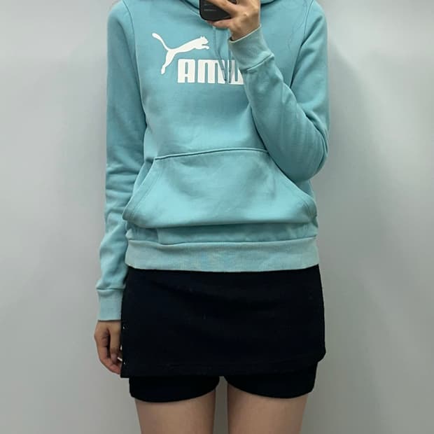 푸마 빅로고 베이비블루 후드티 