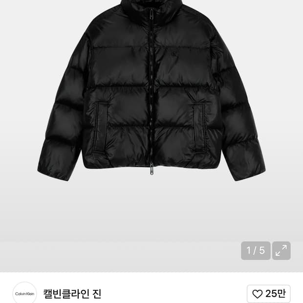 켈빈클라인 글로시 블랙 숏패딩 (L)