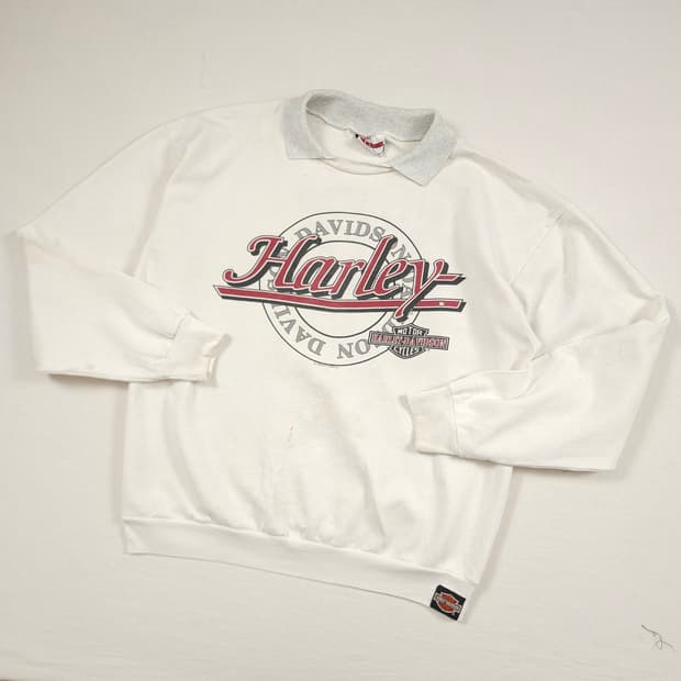 (2XL)할리 데이비슨 카라 크루넥 롱슬리브