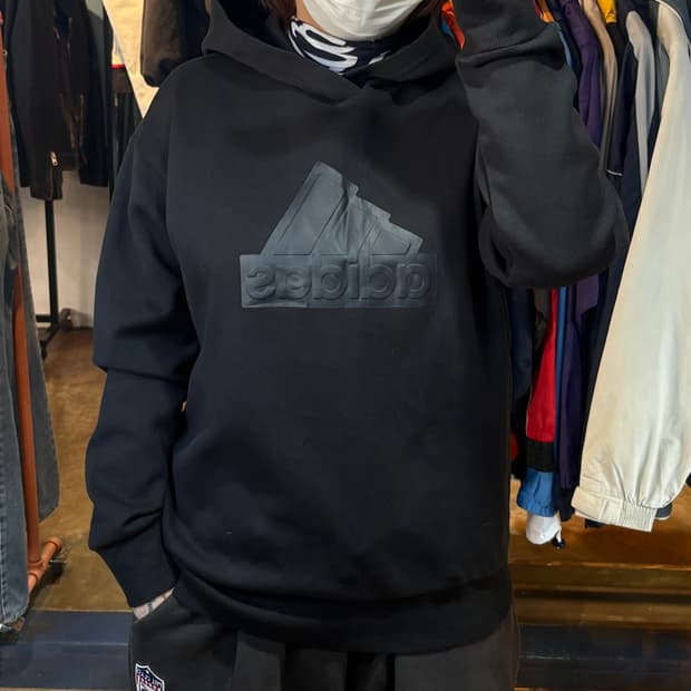 아디다스 빅로고 블랙 후드