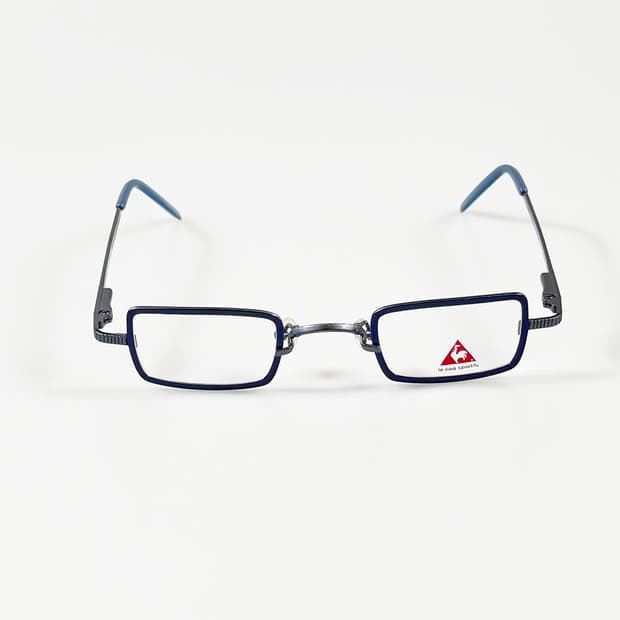 90s Le Coq Sportif 블루 메탈 슬림 스퀘어 빈티지 안경
