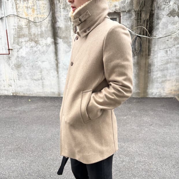 솔리드옴므 by 우영미 하이넥 더블 피코트 