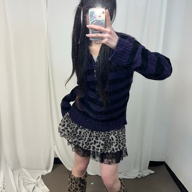 포켓걸st 스트라이프 니트