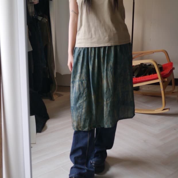 tie-dye satin skirt