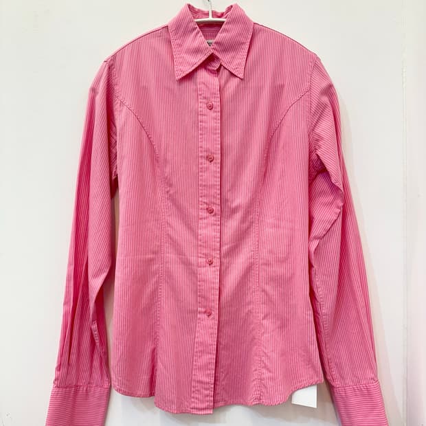 T.M.LEWIN 여자 핑크 세로 스트라이프 드레스 셔츠