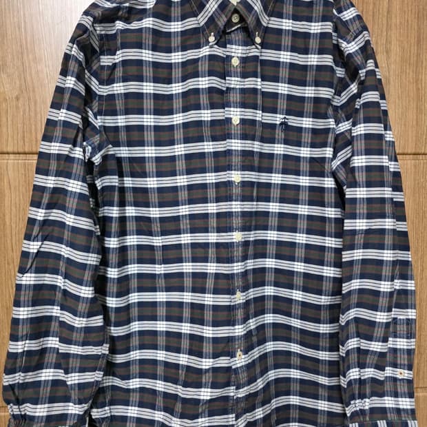 브룩스브라더스 레드 플리스 타탄 체크 셔츠 L